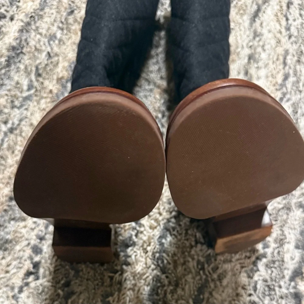 Tory Burch Brown Leather & Monogram Quilted Boots